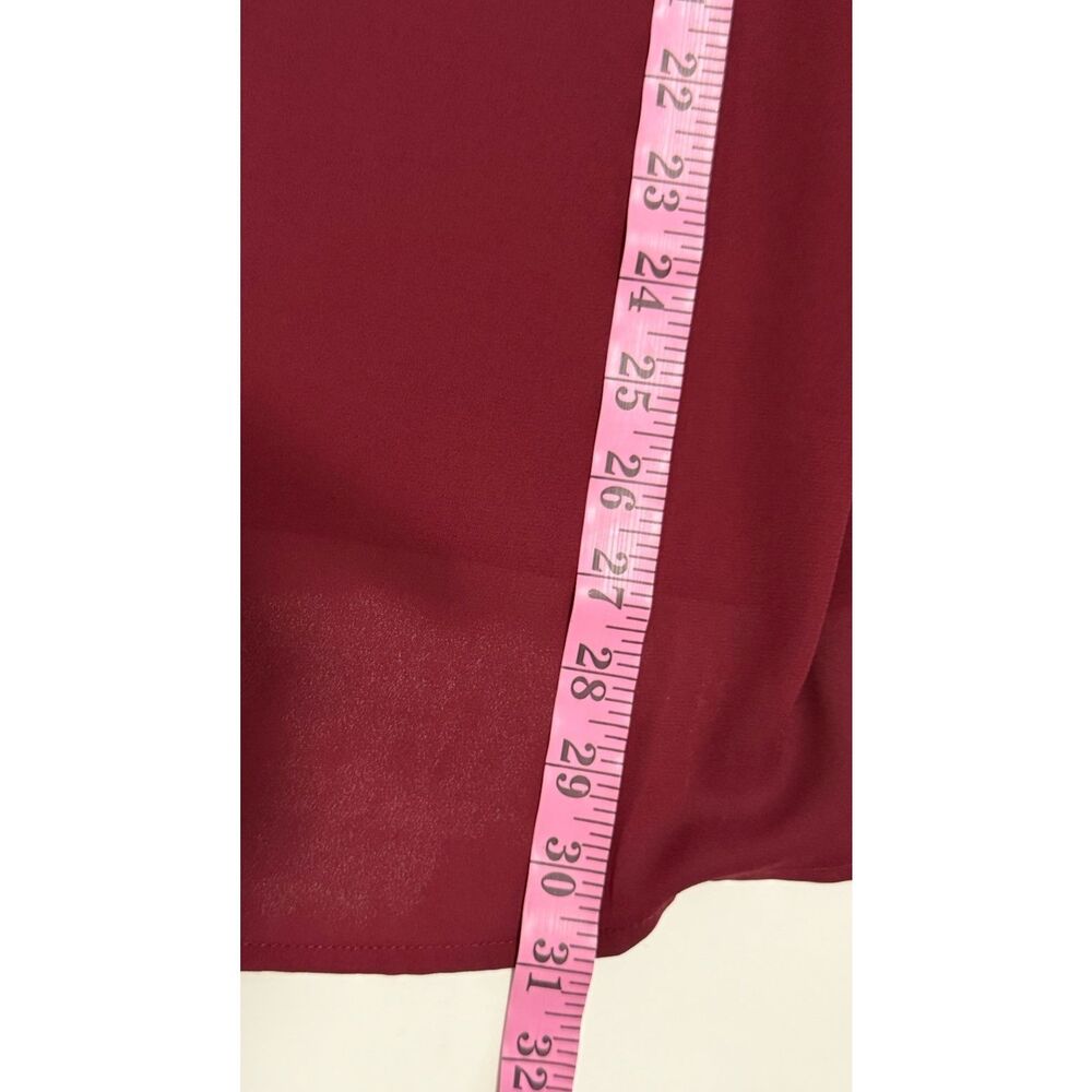 Catherines 2X Blouse Top Floral Velvet Accent Flowy Flared Sleeve Maroon Classic - Picture 11 of 12